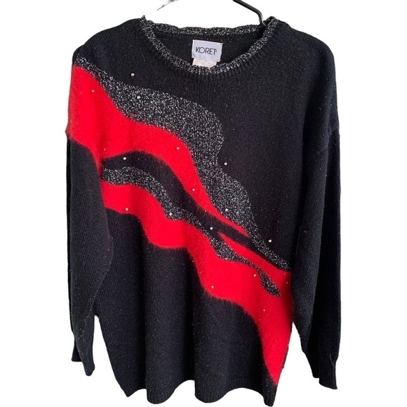 Vintage Crewneck Sweater Women’s Size Large Geometric 80s - Picture 1 of 5